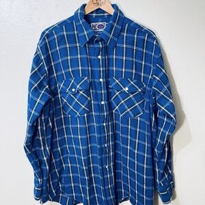 Williams Bay Heavy Flannel Shirt Jacket Blue Pearl Snap Buttons Men's Sz XL NEW